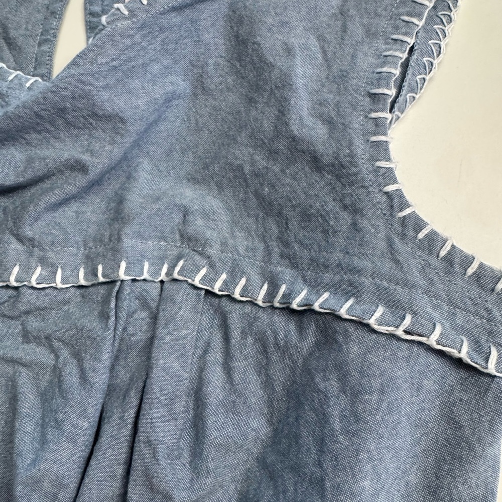 Nanette Lepore Chambray Button Pocket A Line Sun Dress Size 2 Stitching Detail - Picture 4 of 9